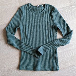 Kotn longsleeve ribbed t-shirt teal XS